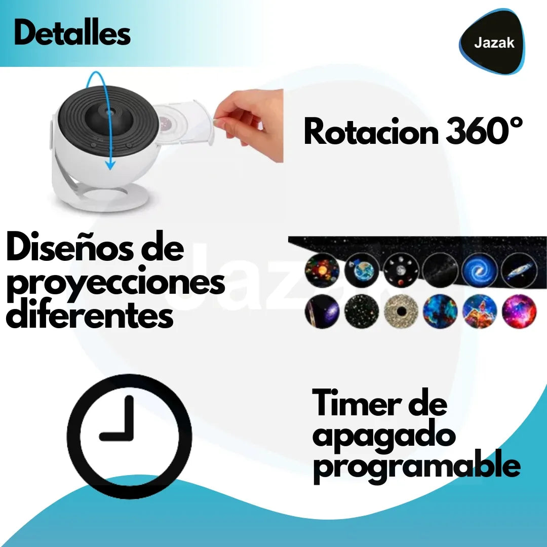 Lámpara Proyector JAZAK – Estrellas y Galaxias USB (13 Opciones)