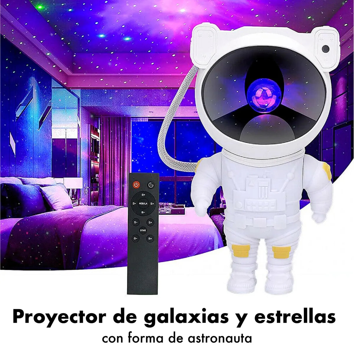 Proyector Galaxia LED con Control Remoto – Luz Nocturna de Nebulosa y Estrellas