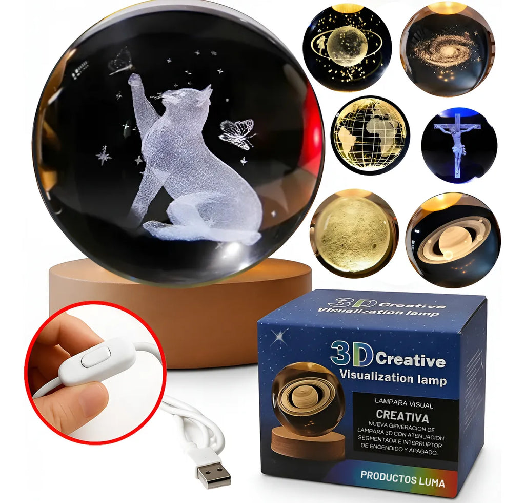 Esfera Magica Cristal 3d Led Luz De Noche