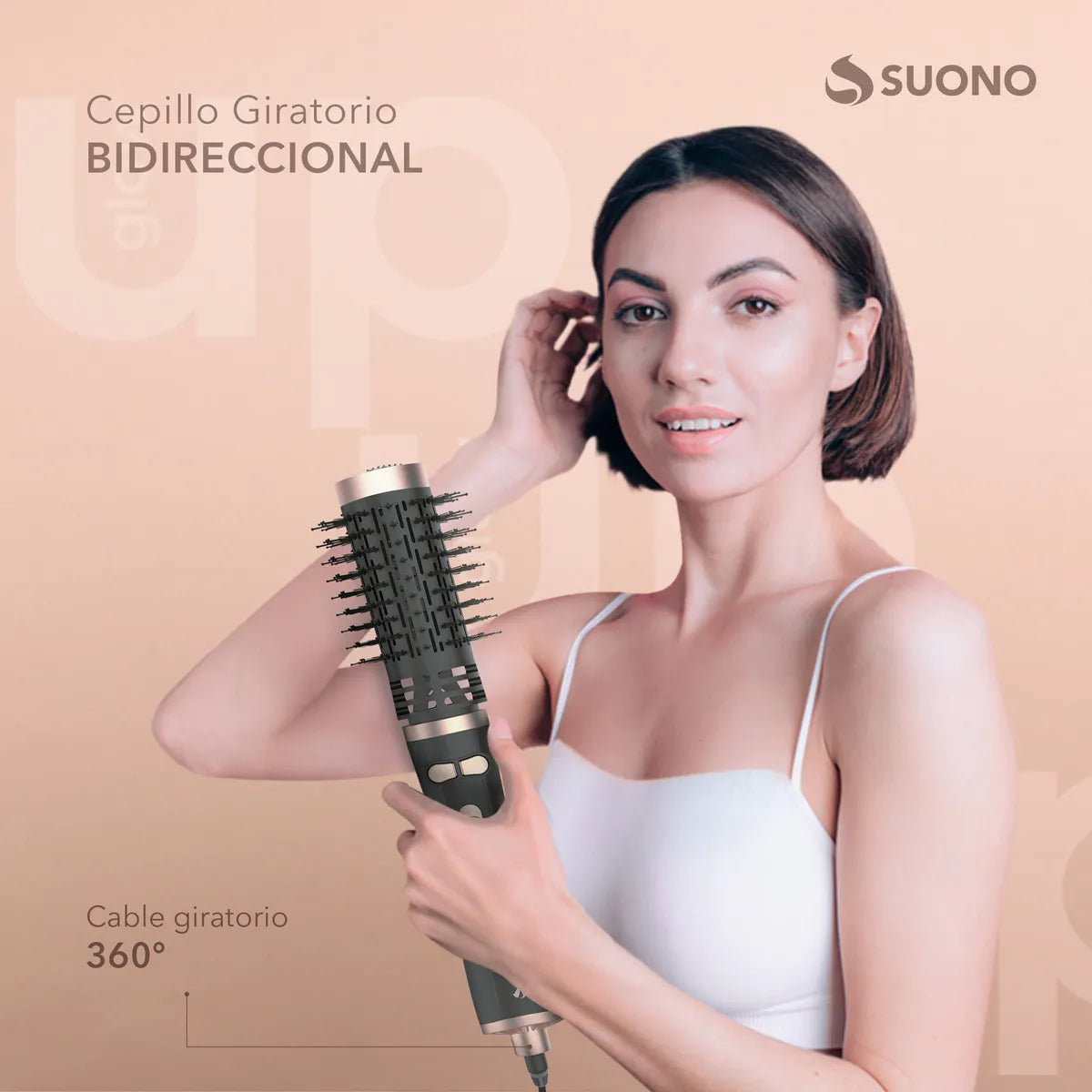 Cepillo Giratorio Secador de Pelo Eléctrico Suono Voluminizador 50mm Color Negro