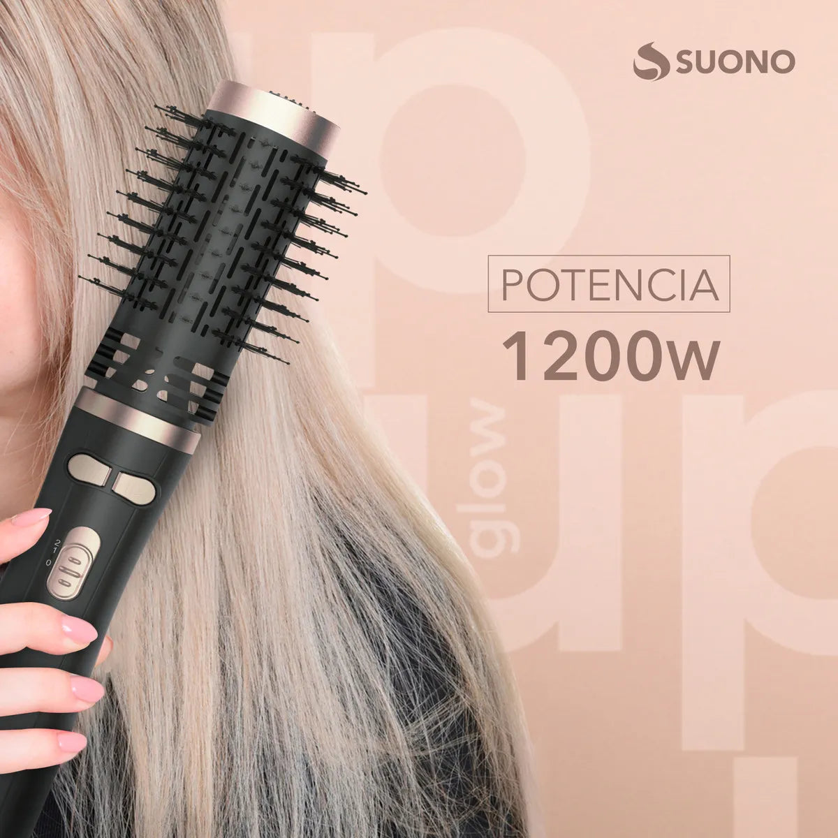 Cepillo Giratorio Secador de Pelo Eléctrico Suono Voluminizador 50mm Color Negro