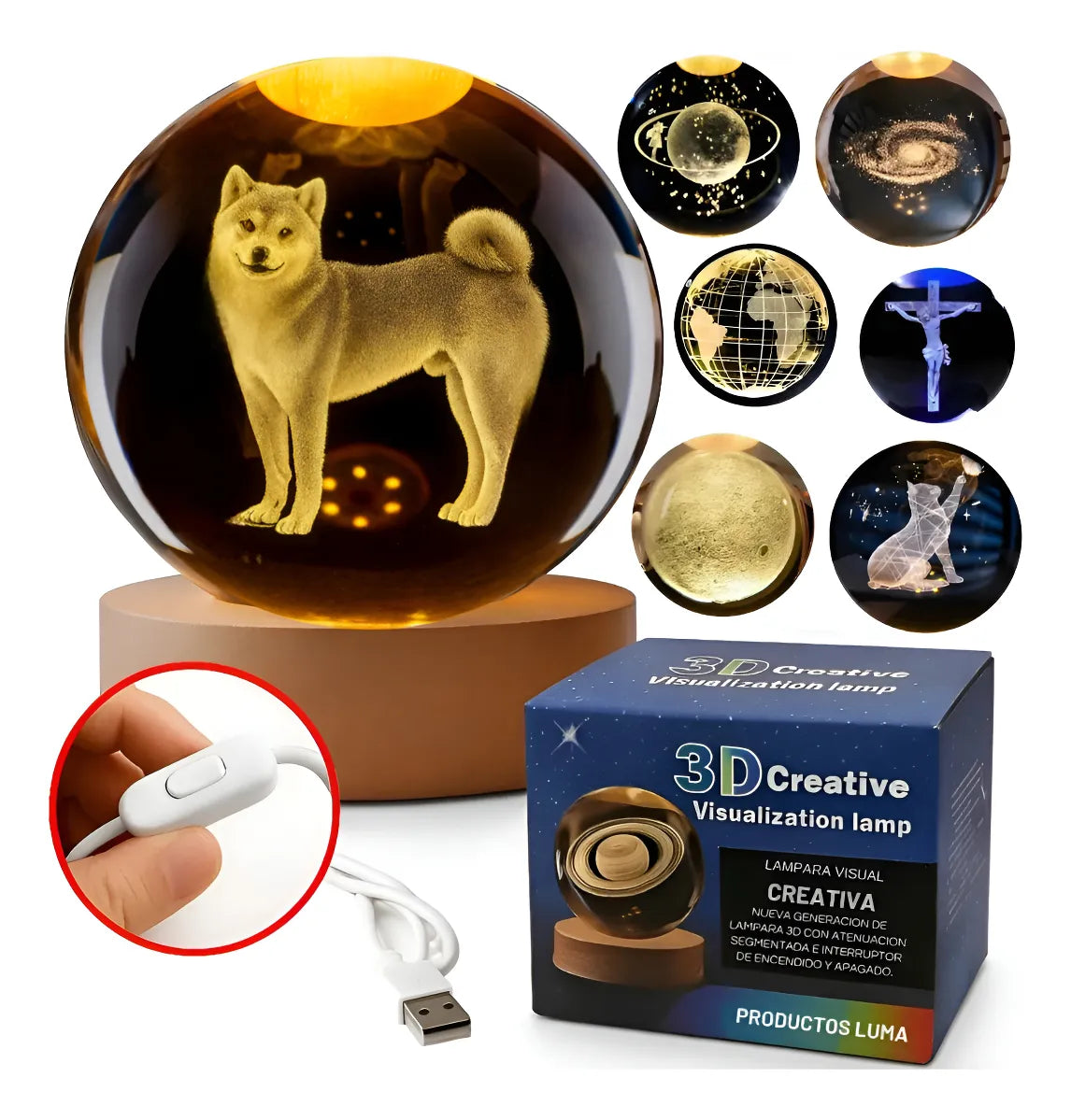 Esfera Magica Cristal 3d Led Luz De Noche